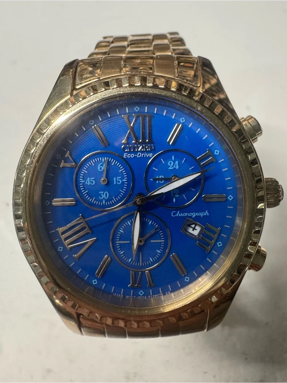Citizen Gold-Tone Chronograph Watch with Blue Dial